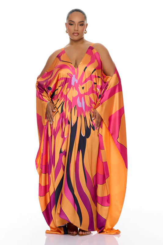 Resort And Repeat Satin Kaftan Dress