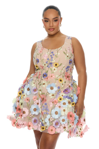Wildflower Way Embroidered Mesh Mini Dress