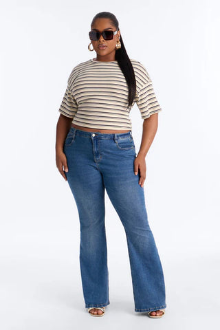 Street Ease Striped Sinched Waist T-Shirt