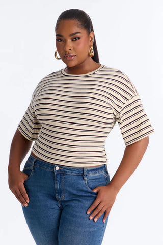 Street Ease Striped Sinched Waist T-Shirt