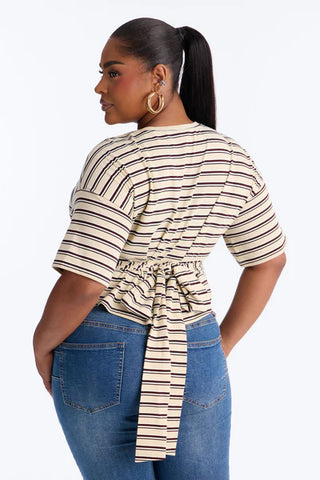 Street Ease Striped Sinched Waist T-Shirt