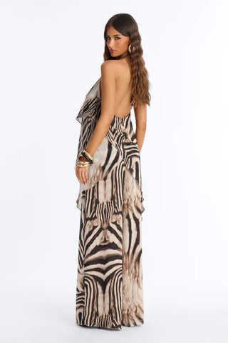 Savannah Sway Chiffon Pant Set - Brown/combo