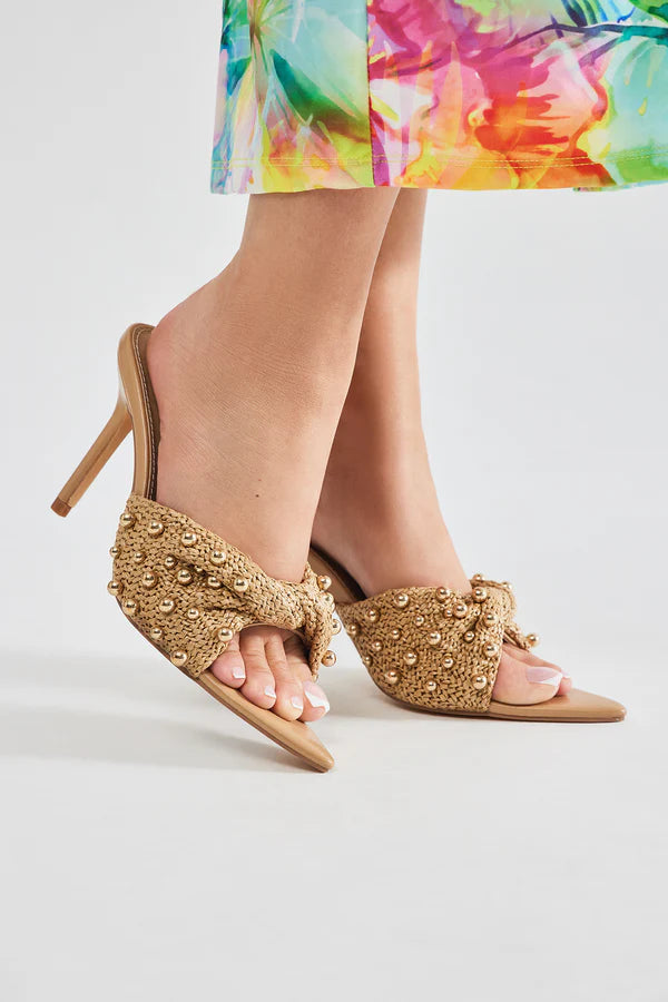 Vibes On Vacation Heeled Mules - Beige