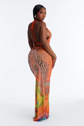 Beach Club Strappy Mesh Maxi Dress