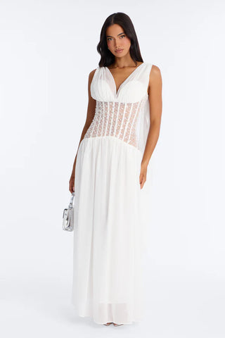 Radiant Aura Embellished Corset Maxi Dress