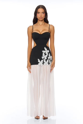 Cherry Blossom Backless Maxi Dress