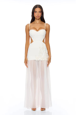 Cherry Blossom Backless Maxi Dress