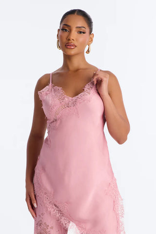 Yasmin Satin Lace Pant Set