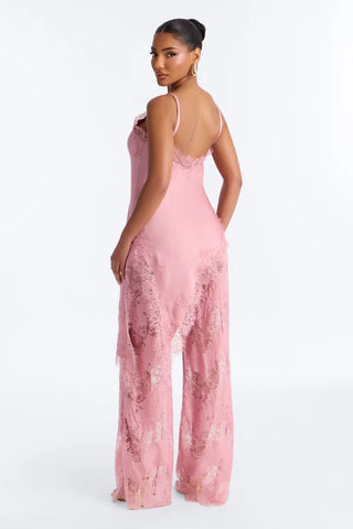 Yasmin Satin Lace Pant Set