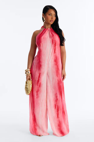 Sunset Hour Halter Wide Leg Jumpsuit