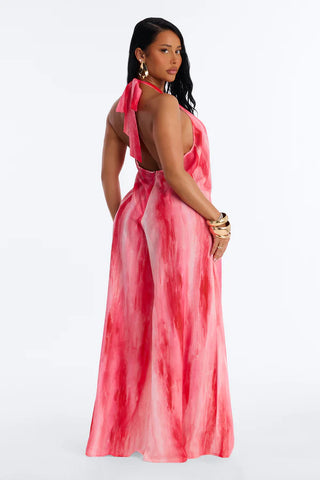 Sunset Hour Halter Wide Leg Jumpsuit
