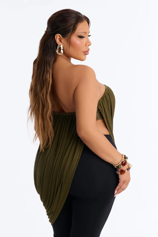 Bora Bora Nights Ruched Asymmetrical Mesh Top