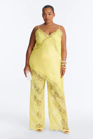 Yasmin Satin Lace Pant Set