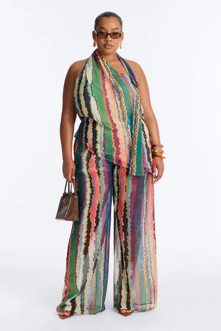 Victoria Getaway Chiffon Pant Set - Multi Color