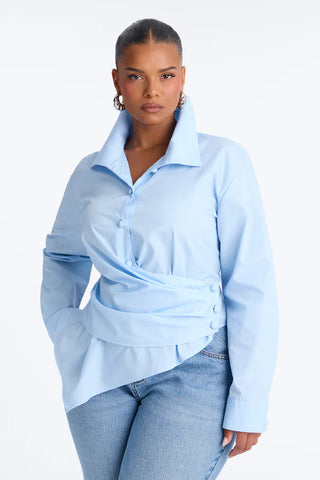Late For Work Asymmetrical Poplin Shirt