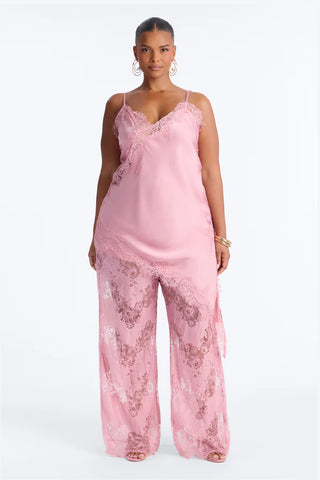 Yasmin Satin Lace Pant Set