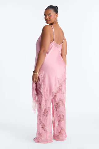 Yasmin Satin Lace Pant Set
