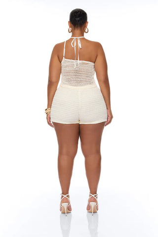Alayah Floral Applique Crochet Short Set