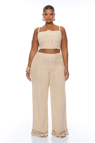 Coastal Vibe Shell Crochet Pant Set