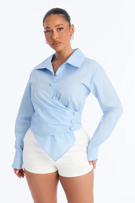 Late For Work Asymmetrical Poplin Shirt
