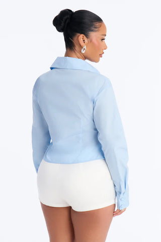 Late For Work Asymmetrical Poplin Shirt