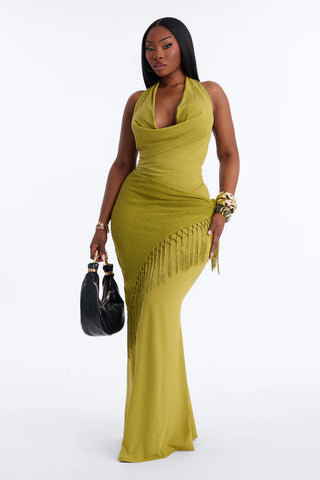 Santorini 2 Piece Fringe Scarf Maxi Dress
