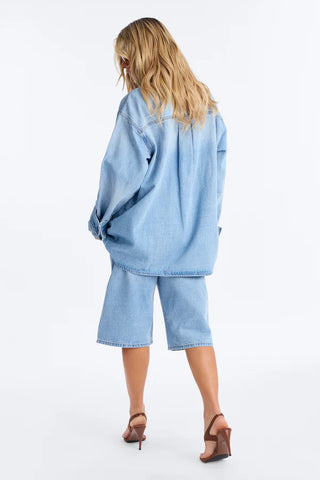 Going Downtown Denim Belted Jort Set