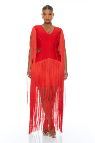 Monet Fringe Bandage Mini Dress