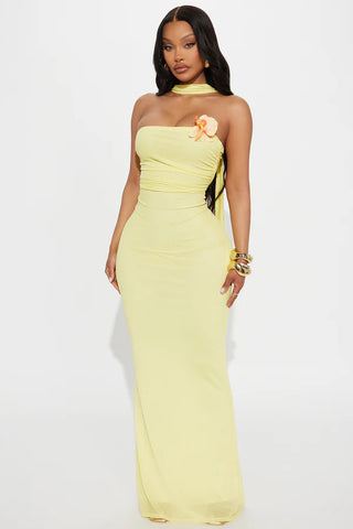 Rosa Mesh Strapless Maxi Dress