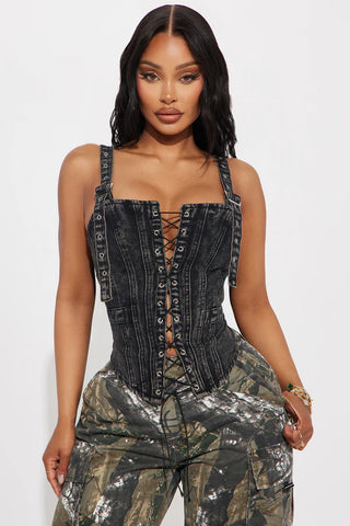 High Roller Washed Denim Top