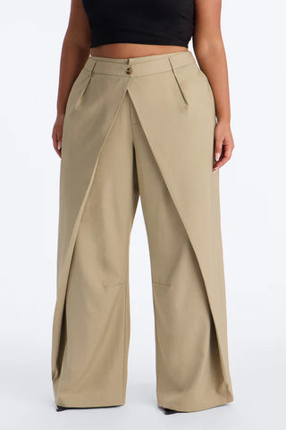 Margaret Solid Wide Leg Front Wrap Trouser Pant