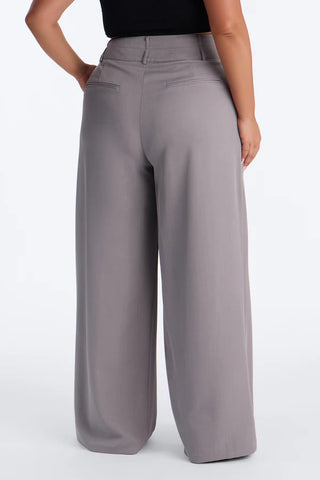 Center of Attention Asymmetrical Waist Wide Leg Trousers