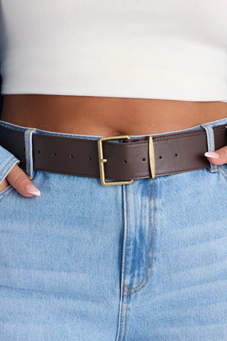Going Downtown Denim Belted Jort Set