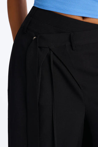 Center of Attention Asymmetrical Waist Wide Leg Trousers