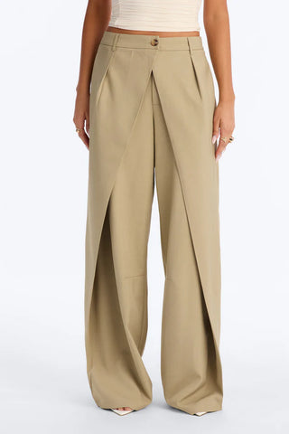 Margaret Solid Wide Leg Front Wrap Trouser Pant