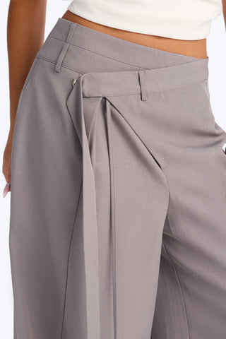 Center of Attention Asymmetrical Waist Wide Leg Trousers