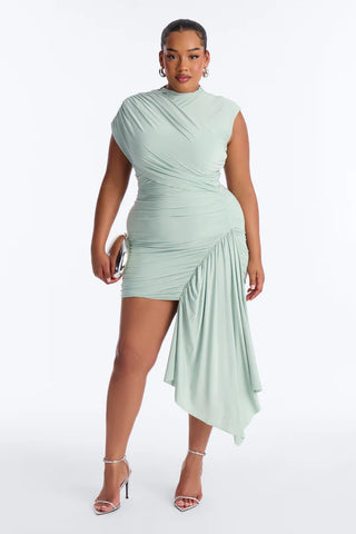 Veronica Ruched Draped Mini Dress