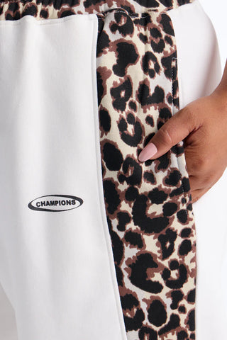 Piper Leopard Wide Leg Fleece Lounge Set - White/combo