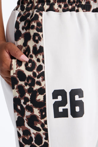 Piper Leopard Wide Leg Fleece Lounge Set - White/combo