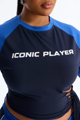 Iconic Player Cut Out Fringed Pant Set - Blue/combo