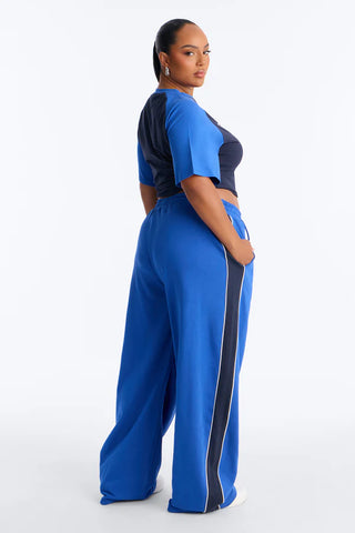 Iconic Player Cut Out Fringed Pant Set - Blue/combo