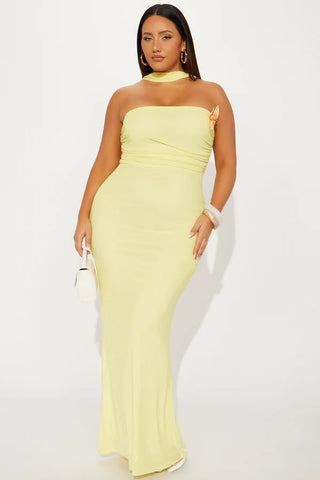 Rosa Mesh Strapless Maxi Dress