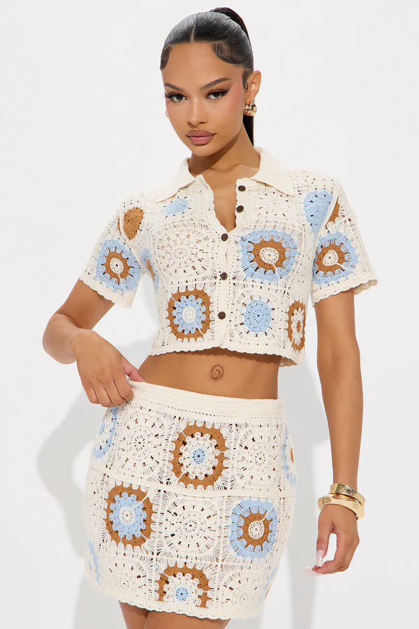Summer Walk Crochet Skirt Set