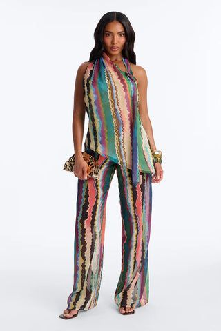Victoria Getaway Chiffon Pant Set - Multi Color