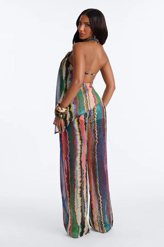 Victoria Getaway Chiffon Pant Set - Multi Color