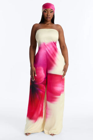 Sara Satin Head Scarf And Jumpsuit