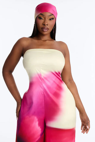 Sara Satin Head Scarf And Jumpsuit