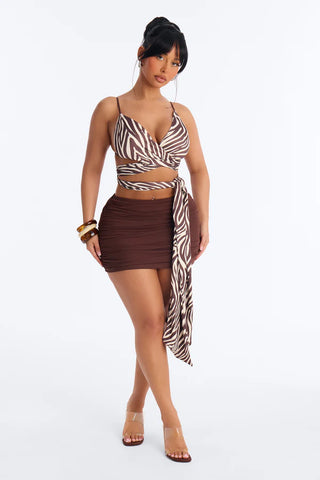 Savannah Zebra Tie Waist Tank Top