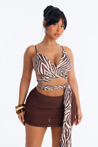 Savannah Zebra Tie Waist Tank Top