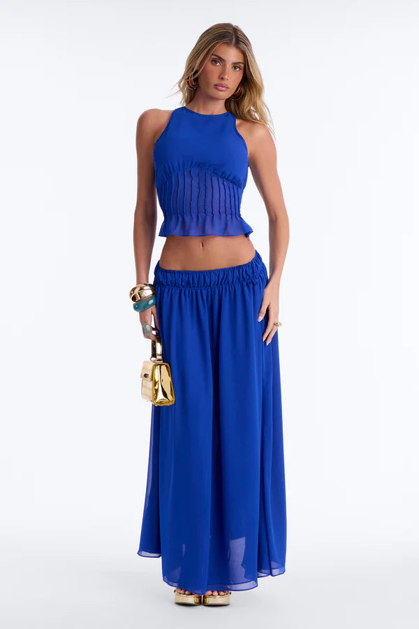Rowan Chiffon Maxi Skirt Set - CobaltBlue